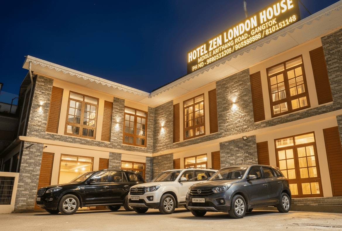 Exterior view of Zen London House near MG Marg, Gangtok