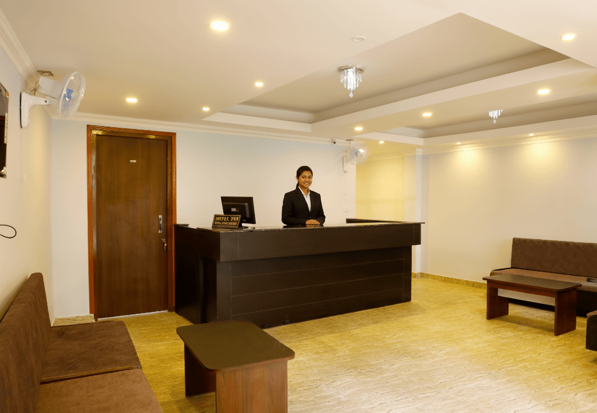 Reception and lobby at Zen London House, Gangtok